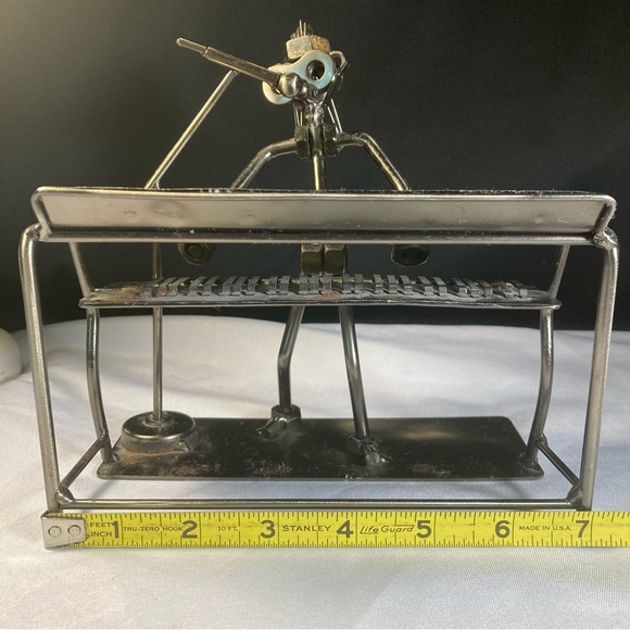 Nuts & Bolts Metal Art Sculpture - Keyboardist Musician Playing Dual Keyboards - Picture 2 of 16
